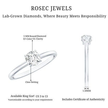 Round Shape Lab Grown Diamond Solitaire Ring