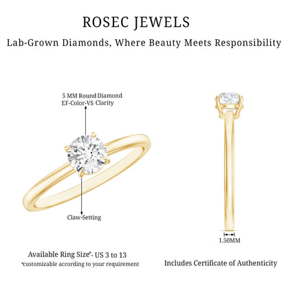 Round Shape Lab Grown Diamond Solitaire Ring