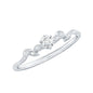 Minimal Lab Grown Diamond Leaf Ring with Beaded Detailing