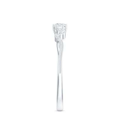 Minimal Lab Grown Diamond Leaf Ring with Beaded Detailing