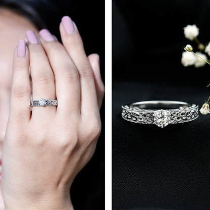 Vintage Inspired Solitaire Lab Grown Diamond Filigree Ring