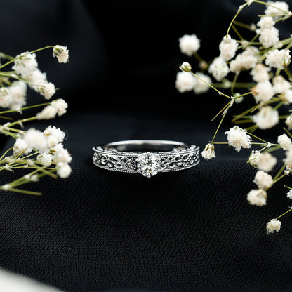 Vintage Inspired Solitaire Lab Grown Diamond Filigree Ring