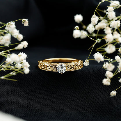Vintage Inspired Solitaire Lab Grown Diamond Filigree Ring
