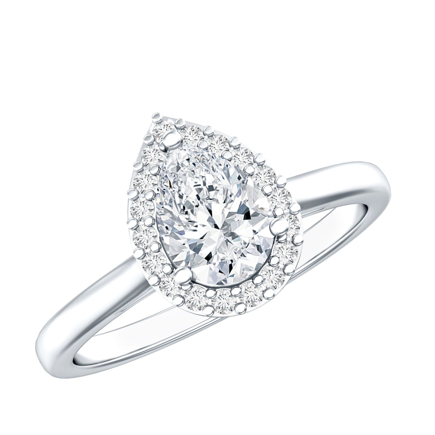 Classic Lab Grown Diamond Teardrop Engagement Ring with Halo
