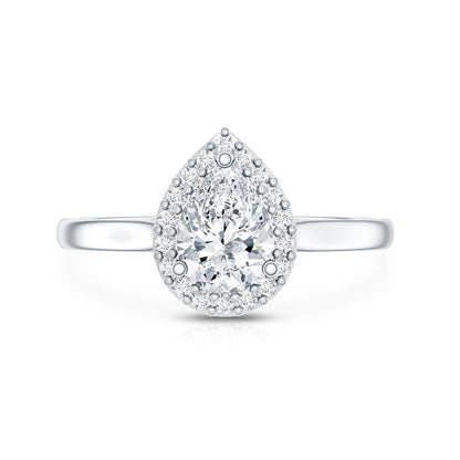 Classic Lab Grown Diamond Teardrop Engagement Ring with Halo