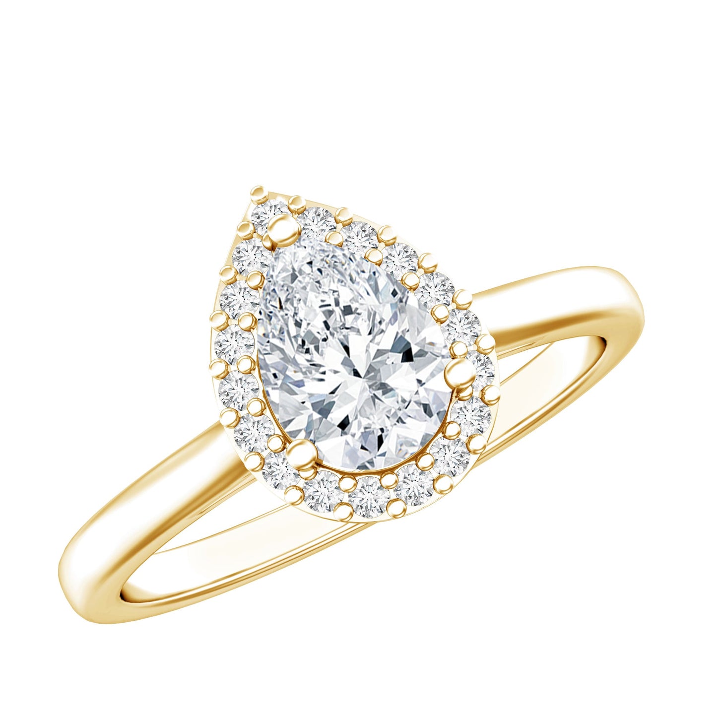 Classic Lab Grown Diamond Teardrop Engagement Ring with Halo