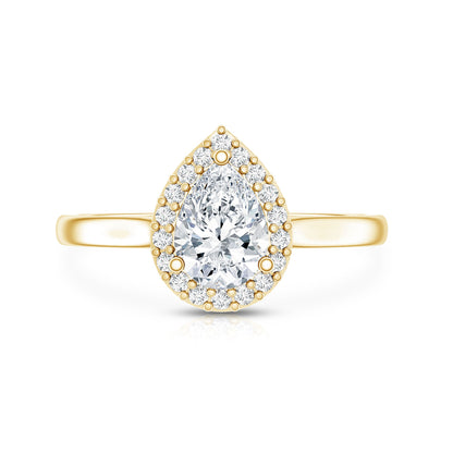 Classic Lab Grown Diamond Teardrop Engagement Ring with Halo
