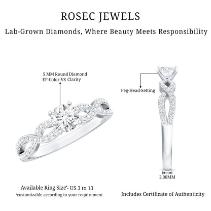 Round Lab Grown Diamond Infinity Solitaire Ring