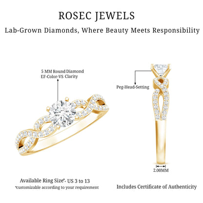 Round Lab Grown Diamond Infinity Solitaire Ring