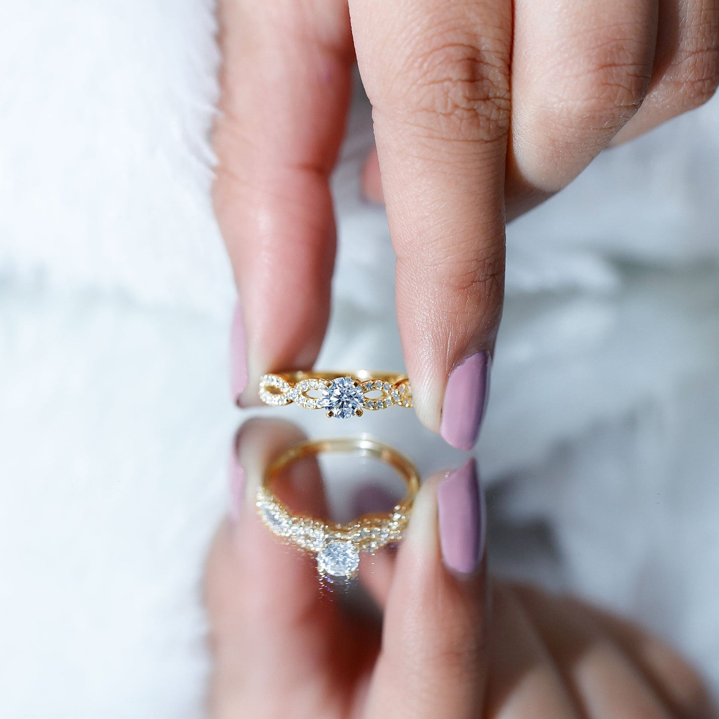 Round Lab Grown Diamond Infinity Solitaire Ring