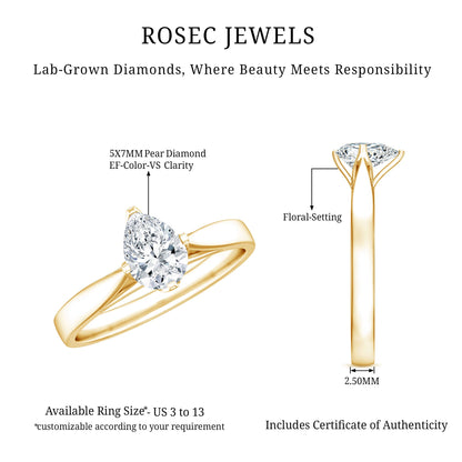 Solitaire Lab Grown Diamond Teardrop Engagement Ring