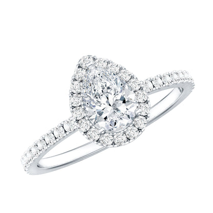 Classic Lab Grown Diamond Pear Engagement Ring with Halo