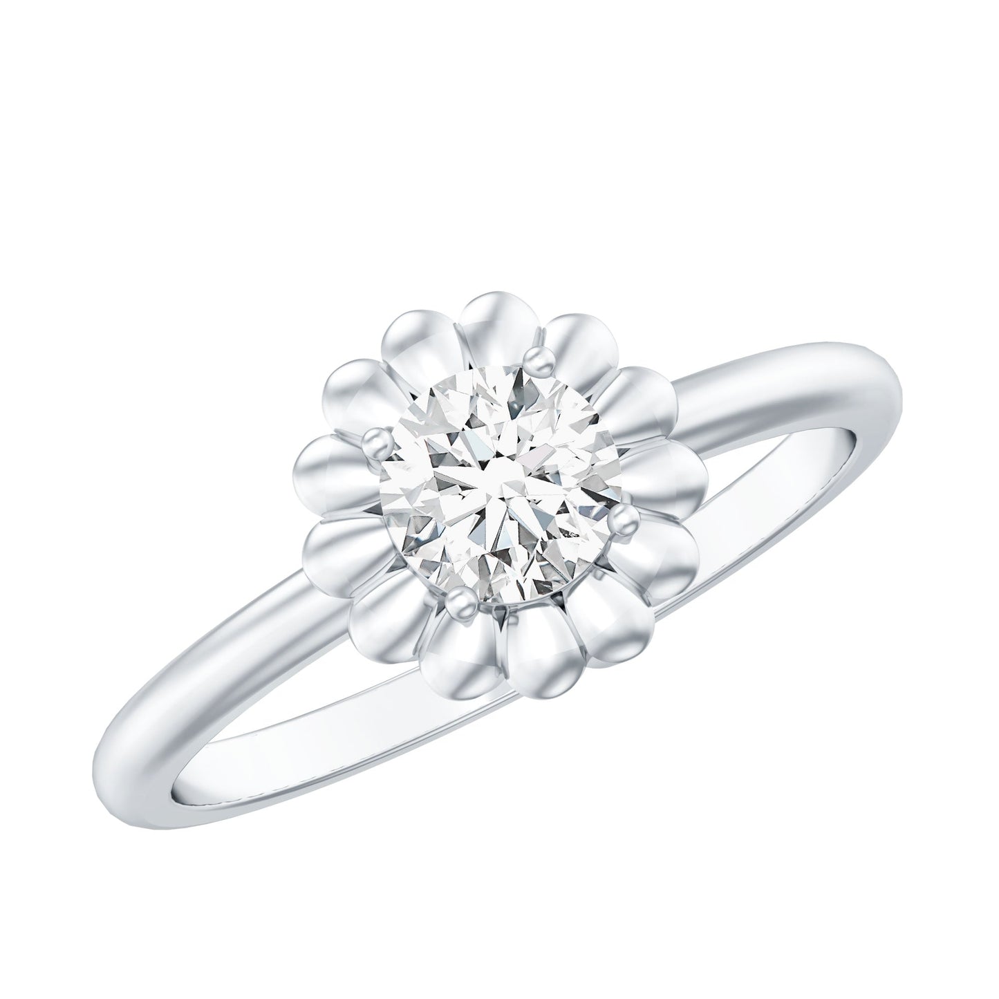 Solitaire Lab Grown Diamond Flower Ring