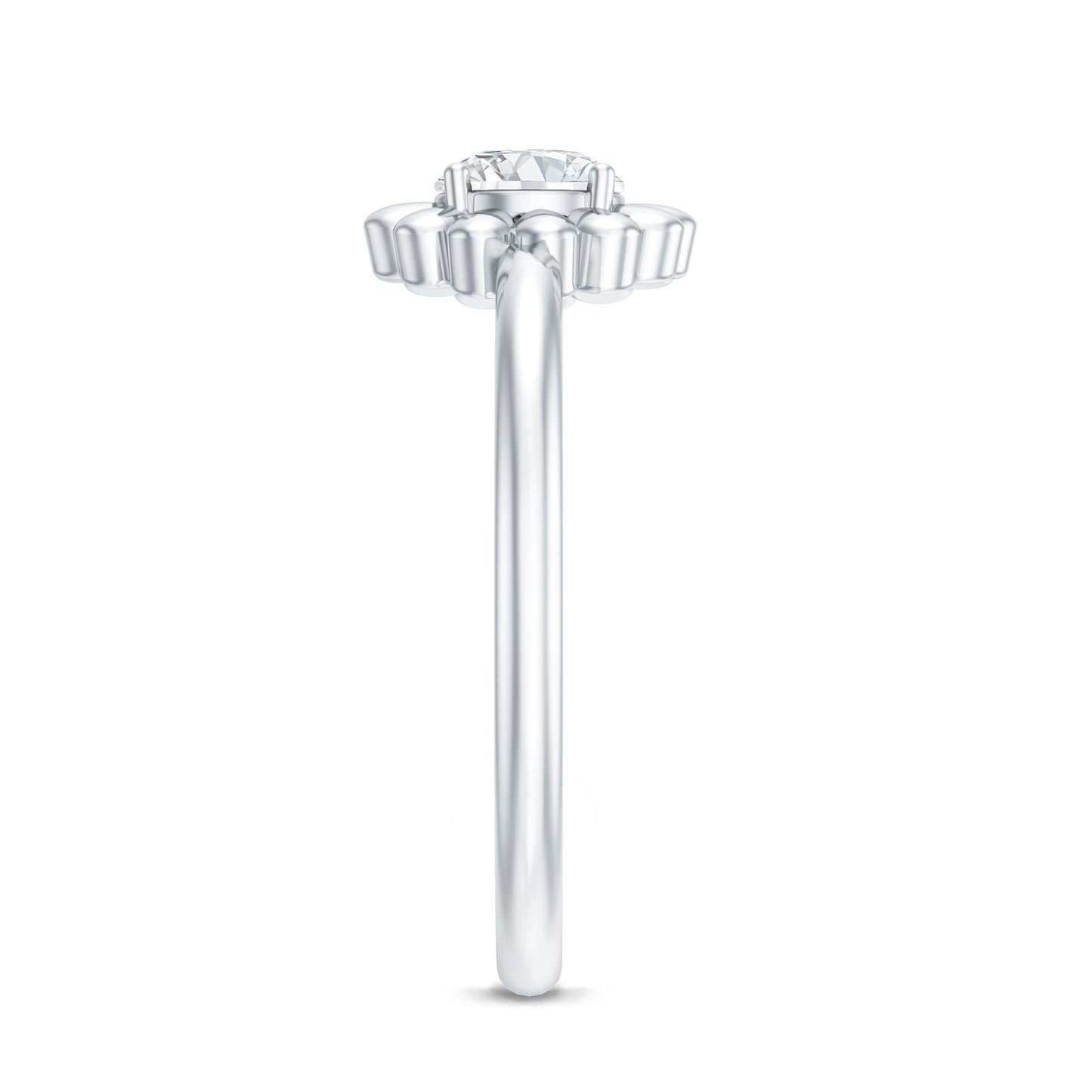 Solitaire Lab Grown Diamond Flower Ring