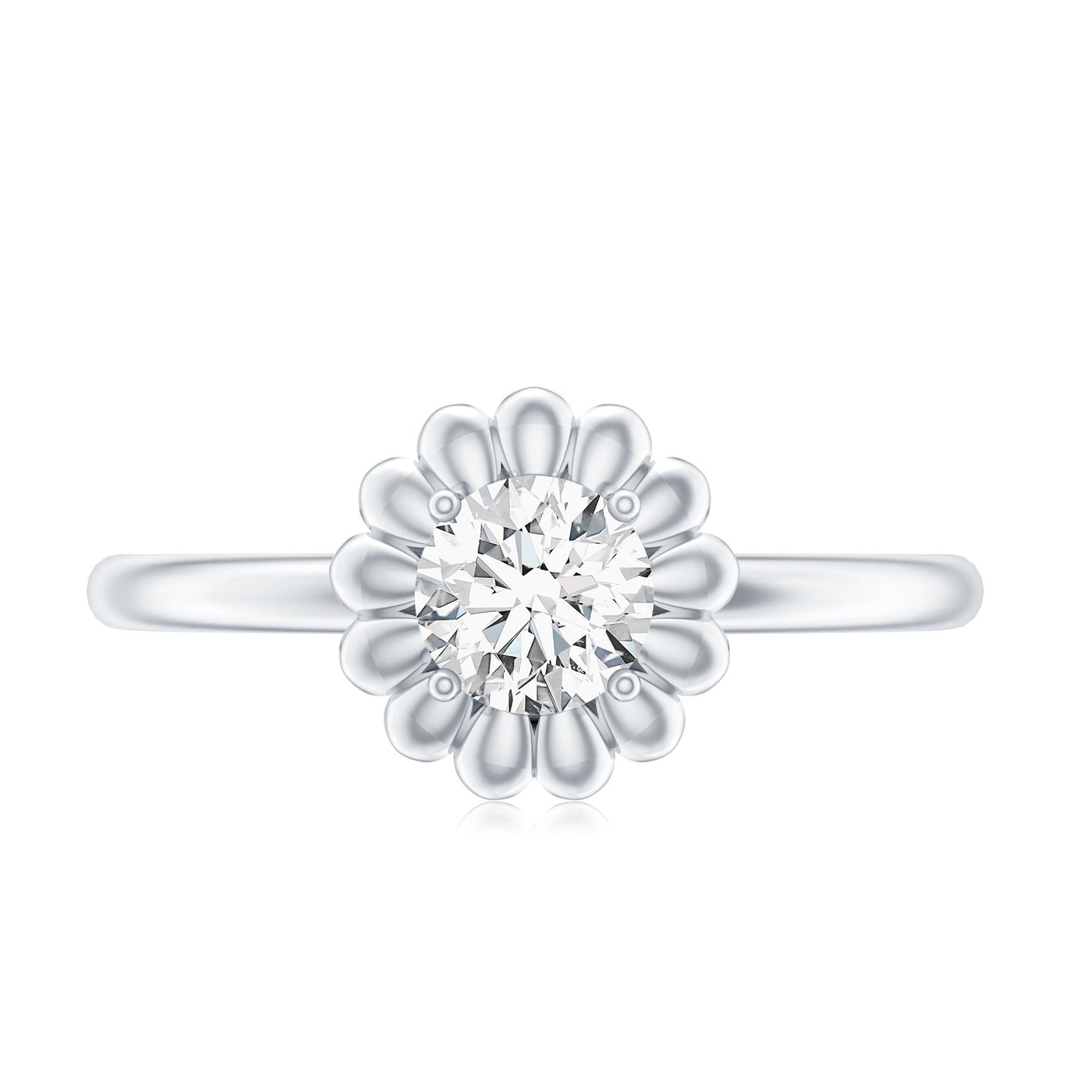 Solitaire Lab Grown Diamond Flower Ring