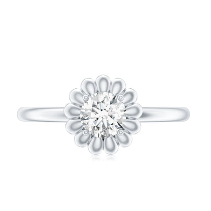 Solitaire Lab Grown Diamond Flower Ring