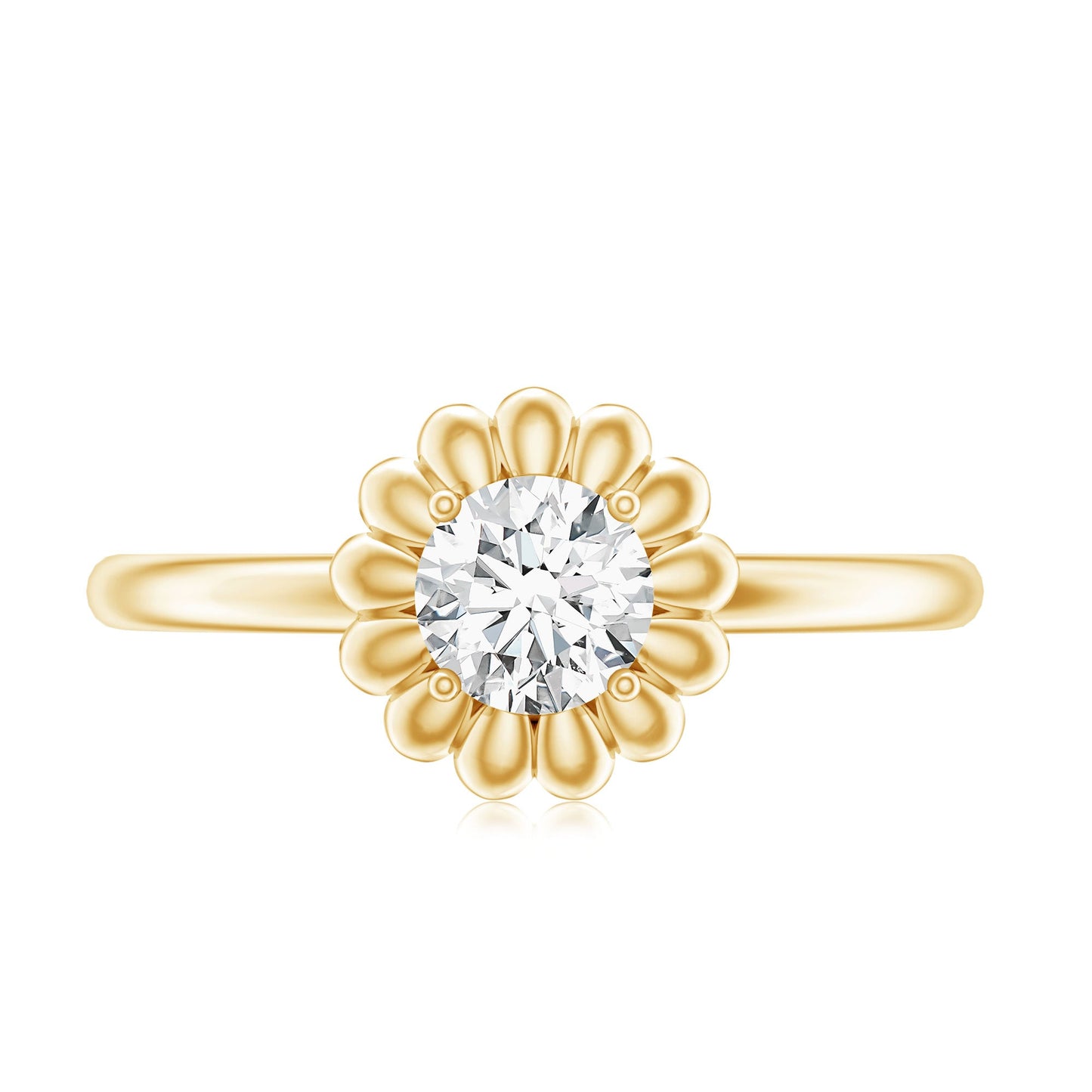 Solitaire Lab Grown Diamond Flower Ring