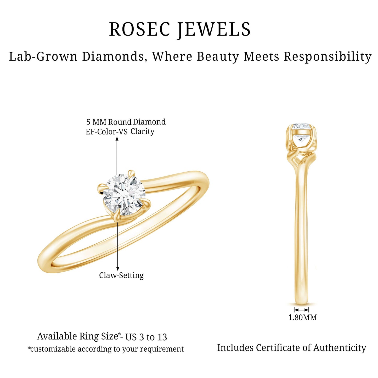 Solitaire Lab Grown Diamond Promise Ring