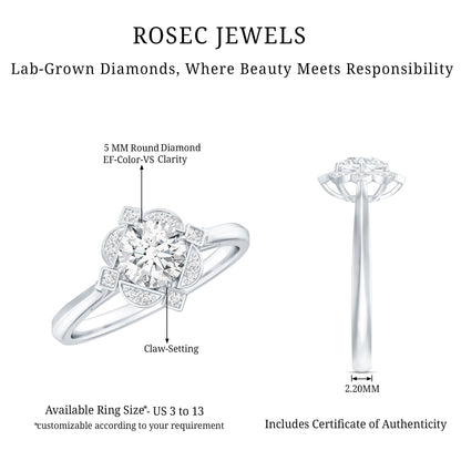 Vintage Style Lab Grown Diamond Engagement Ring