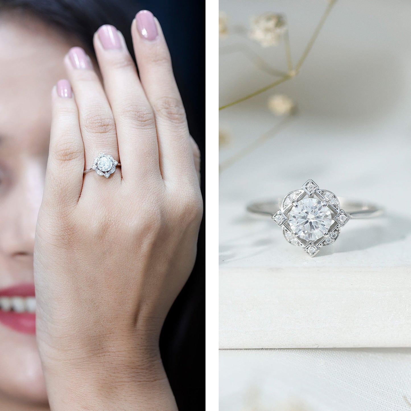 Vintage Style Lab Grown Diamond Engagement Ring