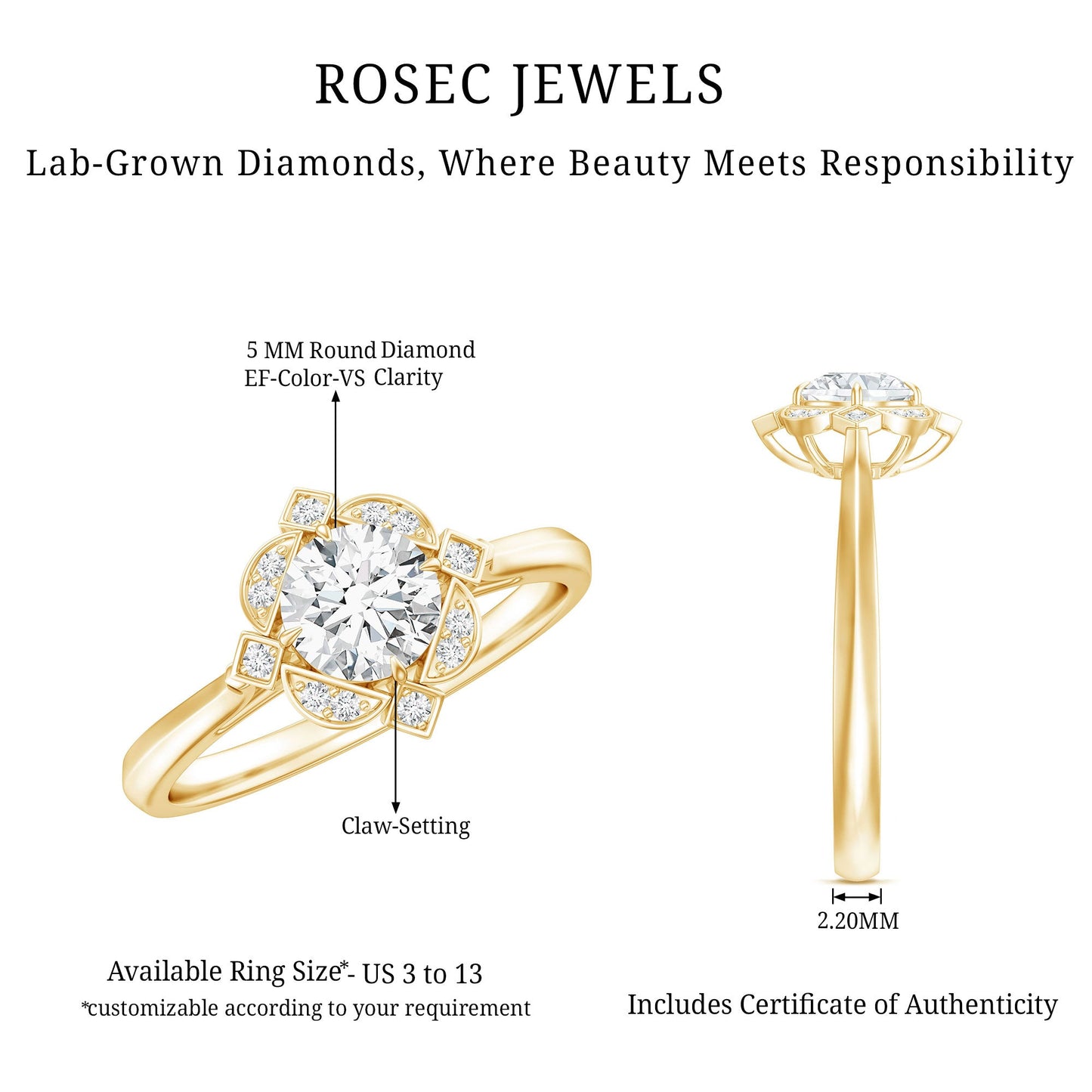 Vintage Style Lab Grown Diamond Engagement Ring