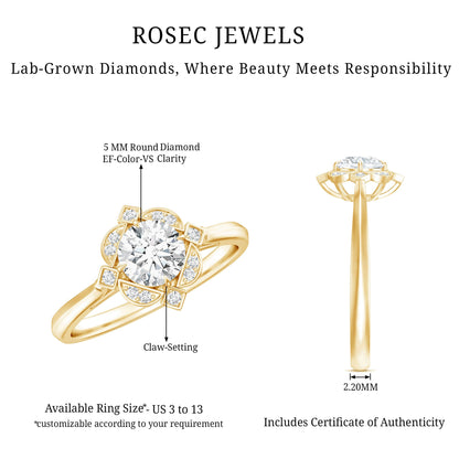 Vintage Style Lab Grown Diamond Engagement Ring