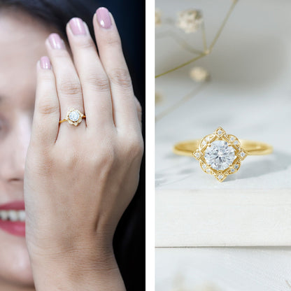 Vintage Style Lab Grown Diamond Engagement Ring
