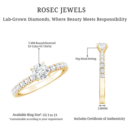 Minimal Solitaire Engagement Ring with Lab Grown Diamond