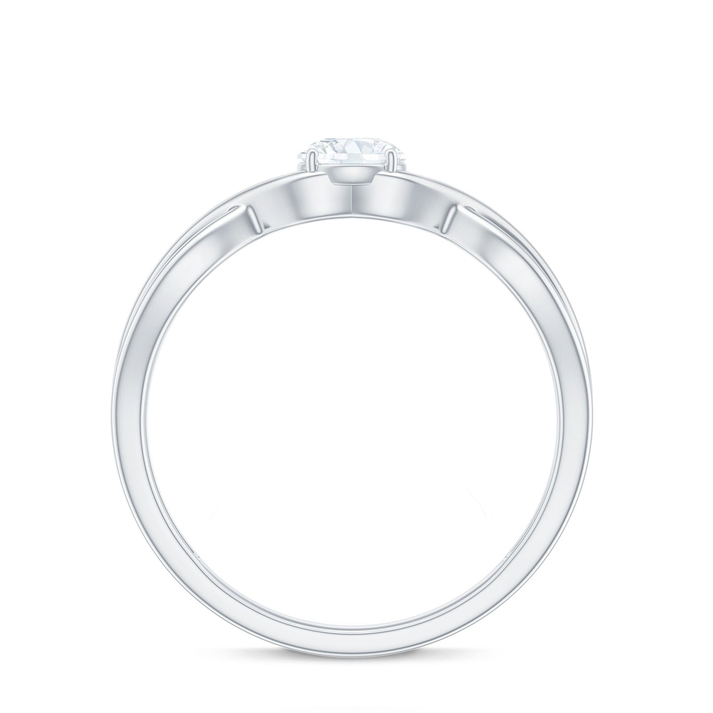 Round Lab Grown Diamond Solitaire Promise Ring in Crossover Shank