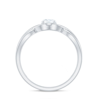 Round Lab Grown Diamond Solitaire Promise Ring in Crossover Shank