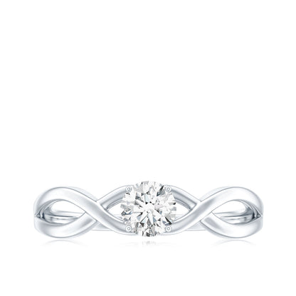 Round Lab Grown Diamond Solitaire Promise Ring in Crossover Shank