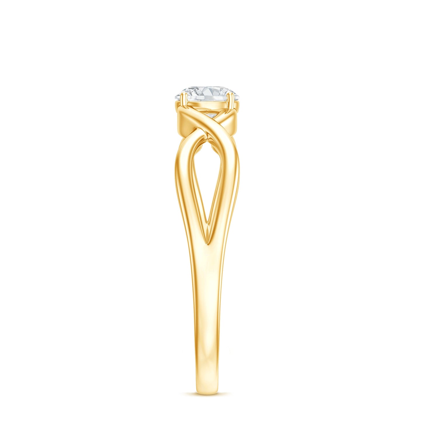 Round Lab Grown Diamond Solitaire Promise Ring in Crossover Shank