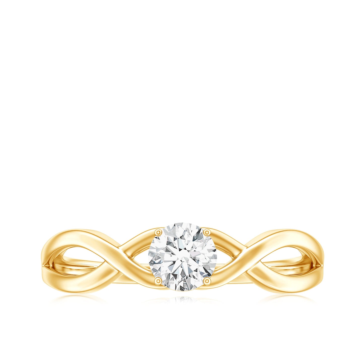 Round Lab Grown Diamond Solitaire Promise Ring in Crossover Shank