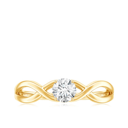 Round Lab Grown Diamond Solitaire Promise Ring in Crossover Shank