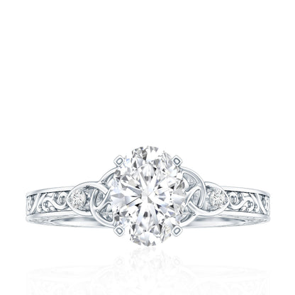 Antique Style Oval Shape Lab Grown Diamond Solitaire Celtic Knot Ring