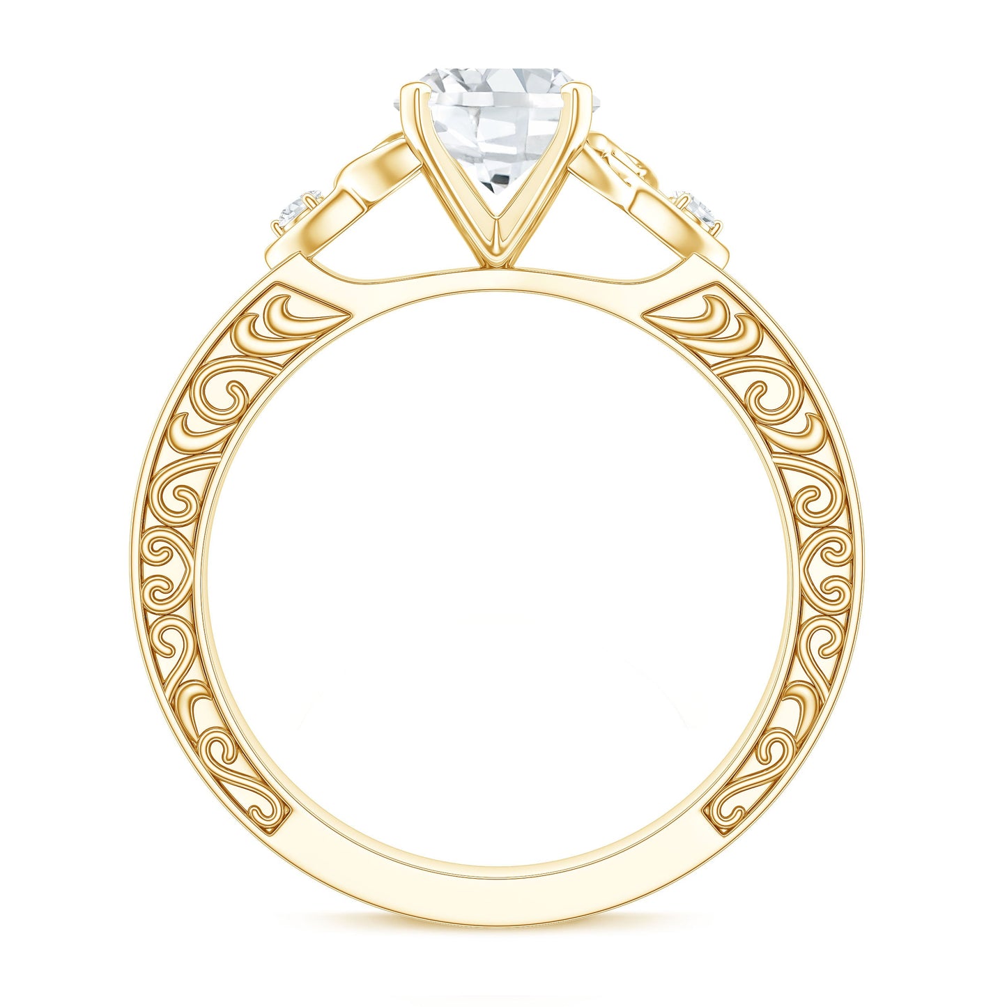 Antique Style Oval Shape Lab Grown Diamond Solitaire Celtic Knot Ring