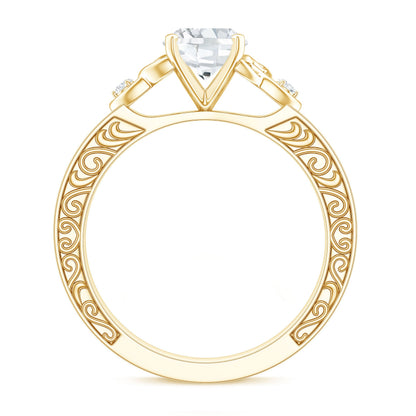 Antique Style Oval Shape Lab Grown Diamond Solitaire Celtic Knot Ring