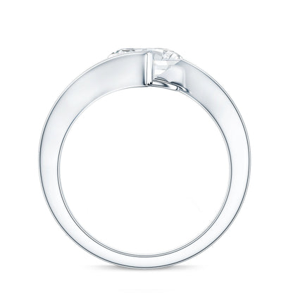 Simple Oval Shape Lab Grown Diamond Solitaire Bypass Ring