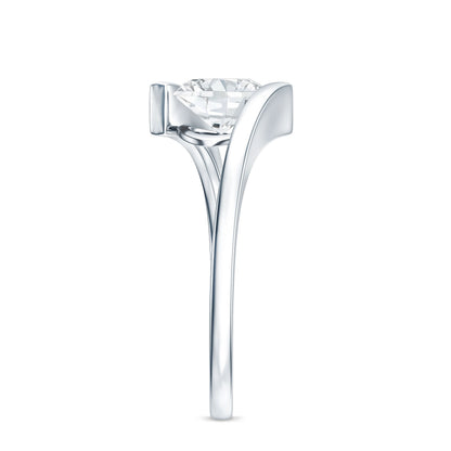 Simple Oval Shape Lab Grown Diamond Solitaire Bypass Ring