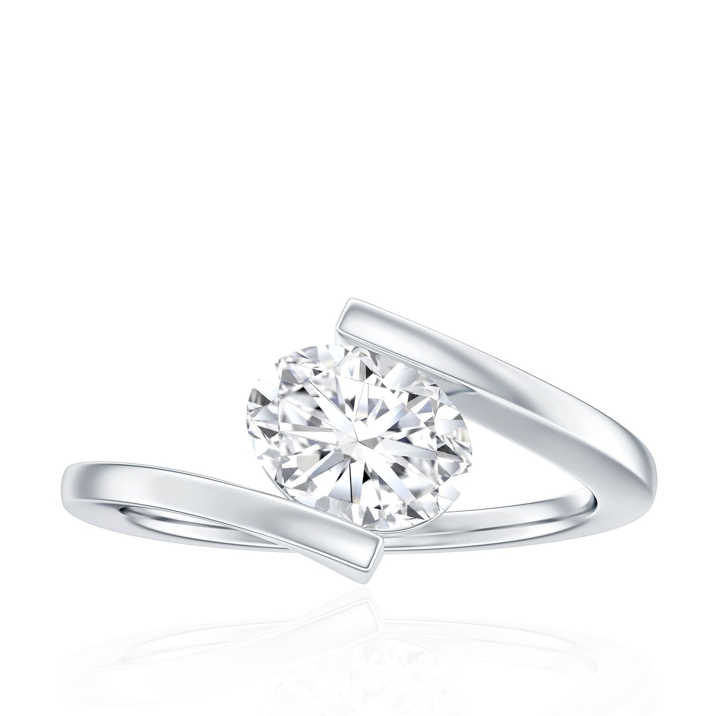 Simple Oval Shape Lab Grown Diamond Solitaire Bypass Ring