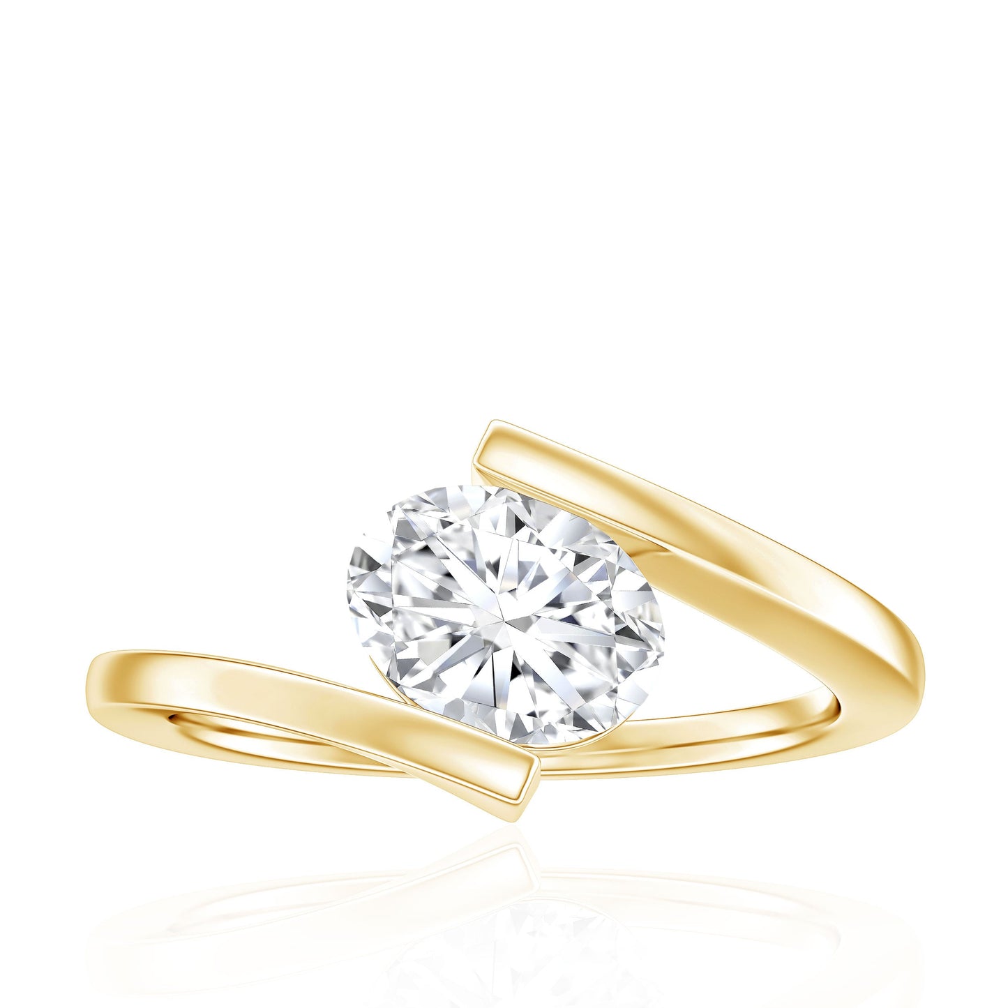 Simple Oval Shape Lab Grown Diamond Solitaire Bypass Ring