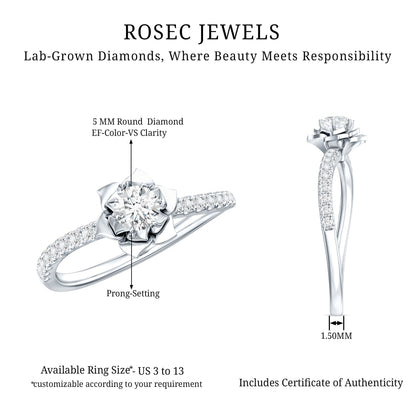 Nature Inspired Floral Engagement Ring with Lab Grown Diamond