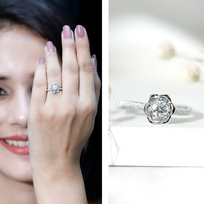 Nature Inspired Floral Engagement Ring with Lab Grown Diamond