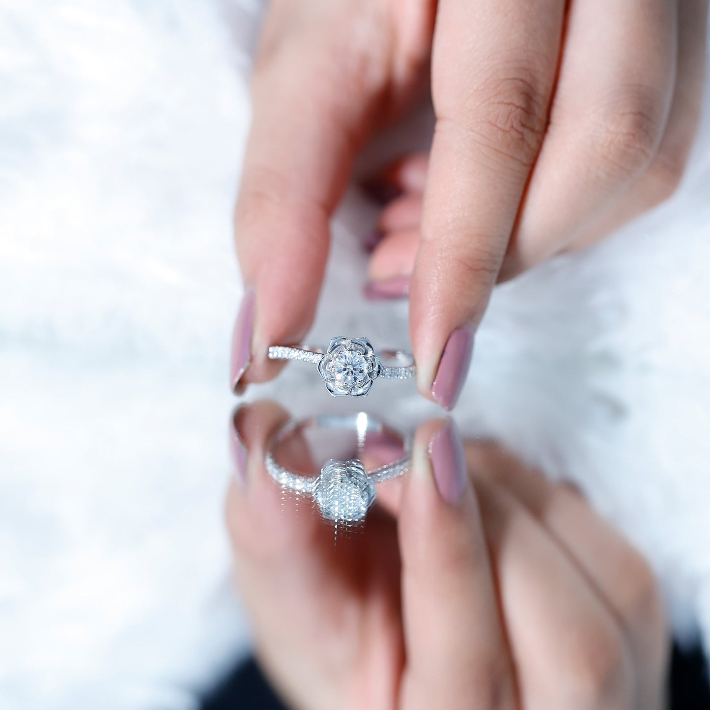 Nature Inspired Floral Engagement Ring with Lab Grown Diamond