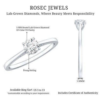 Minimal Round Lab Grown Diamond Solitaire Ring