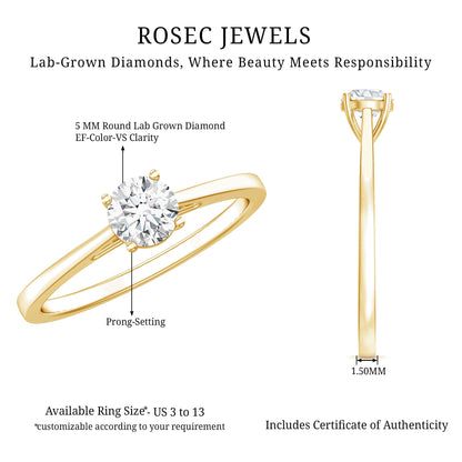 Minimal Round Lab Grown Diamond Solitaire Ring