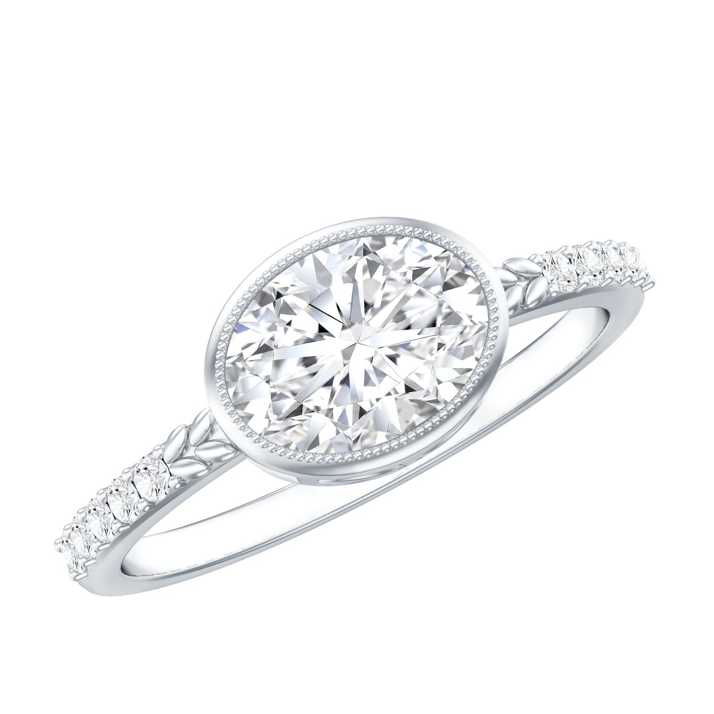 Oval Lab Grown Diamond Solitaire Engagement Ring in Bezel Setting