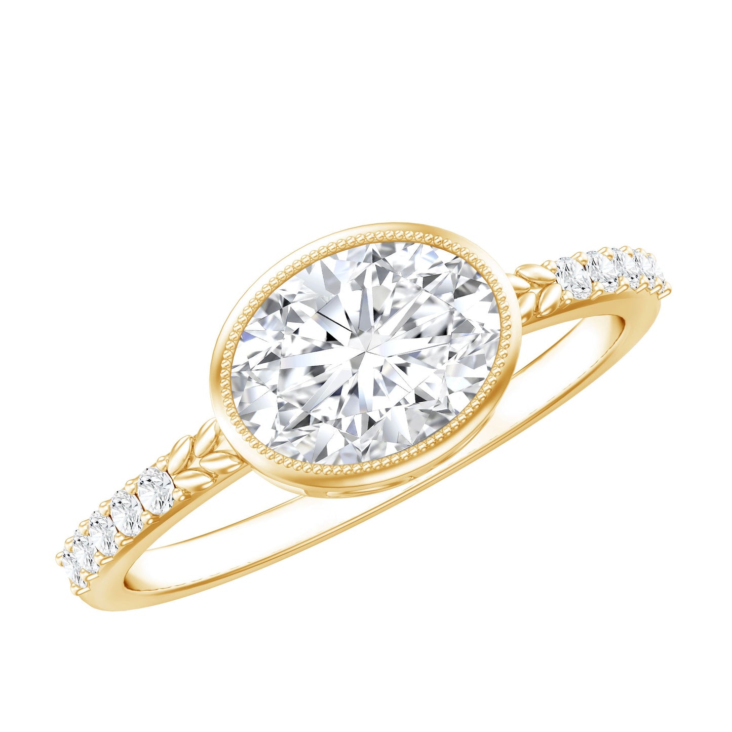 Oval Lab Grown Diamond Solitaire Engagement Ring in Bezel Setting
