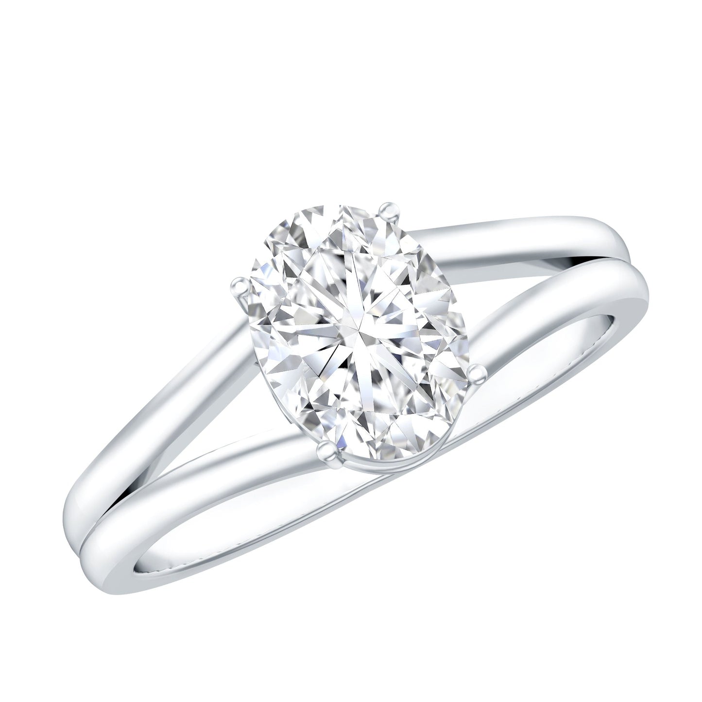 Oval Lab Grown Diamond Solitaire Ring in Split Shank
