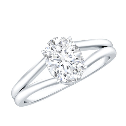 Oval Lab Grown Diamond Solitaire Ring in Split Shank